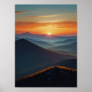 Serene Watercolor Mountain Landscape Art Print