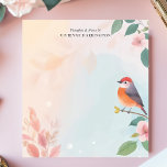 Serene Watercolor Robin Bird Floral Personalised Notepad<br><div class="desc">This elegant personalised notepad features a beautifully illustrated bird perched on a delicate branch, surrounded by soft pastel florals and a dreamy watercolor background. The gentle blend of warm and cool tones creates a peaceful, nature-inspired aesthetic, perfect for writing notes, journalling, or gifting to bird lovers and stationery enthusiasts. Personalise...</div>