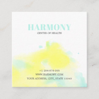 Serene Watercolor Splash Soft Pastel Bloom Square Business Card