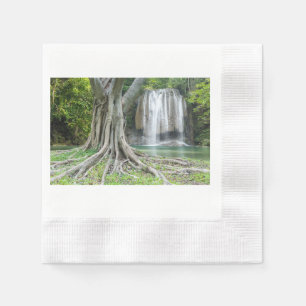 Serene Waterfall and Majestic Tree Nature Napkin