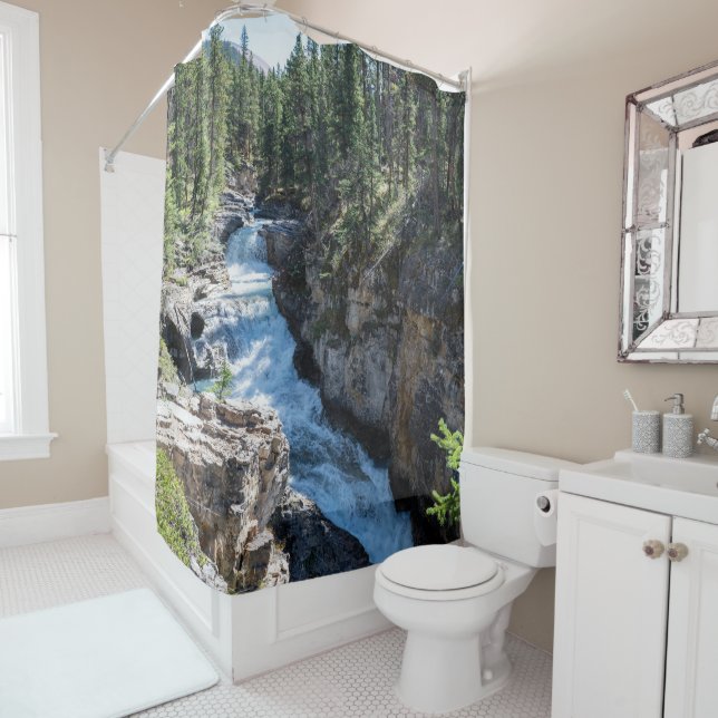 Serene Waterfall, Canadian Stanley Falls Shower Curtain (In Situ)
