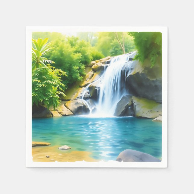 Serene Waterfall Cascading  Napkin (Front)