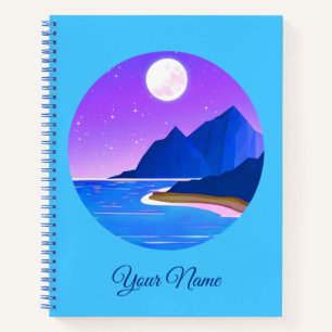 Serene Waterfall in Pale Blue and Green Notebook