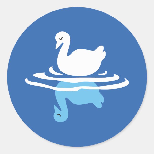 Serene Waters - Playful Swan Lake Pattern Design Classic Round Sticker (Front)