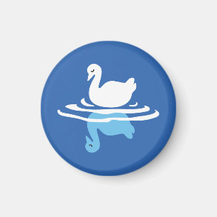 Serene Waters - Playful Swan Lake Pattern Design Magnet