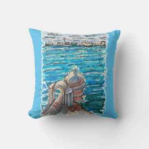 Serene Waterscape in San Juan de Ulua, Veracruz Cushion