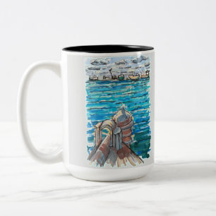Serene Waterscape in San Juan de Ulua, Veracruz Two-Tone Coffee Mug