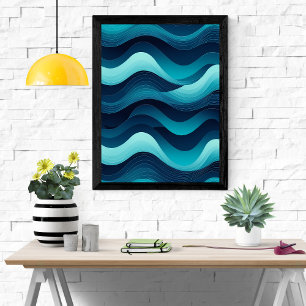 Serene Waves Abstract Art Poster