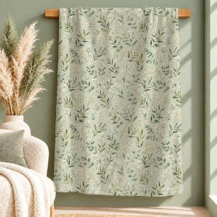 Serene White Daisy Sage Floral Boho Area Rug Decor Sherpa Blanket