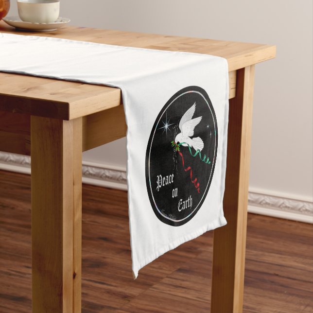 Serene White Dove Short Table Runner (In Situ)