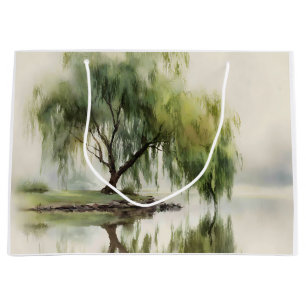 Serene Willow Tree Reflection Nature Art (12) Large Gift Bag