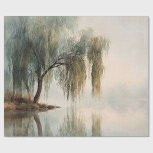 Serene Willow Tree Reflection Nature Art (13) Wrapping Paper