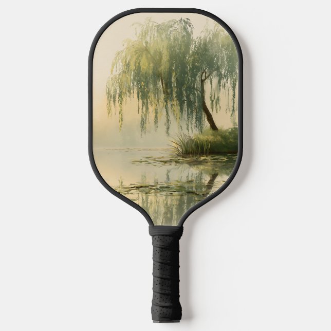 Serene Willow Tree Reflection Nature Art (1) Pickleball Paddle (Front)