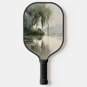 Serene Willow Tree Reflection Nature Art (2) Pickleball Paddle