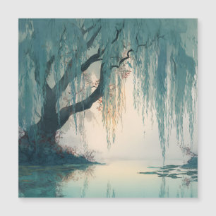 Serene Willow Tree Reflection Nature Art (3)