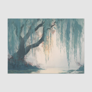 Serene Willow Tree Reflection Nature Art (3) Tissue Paper