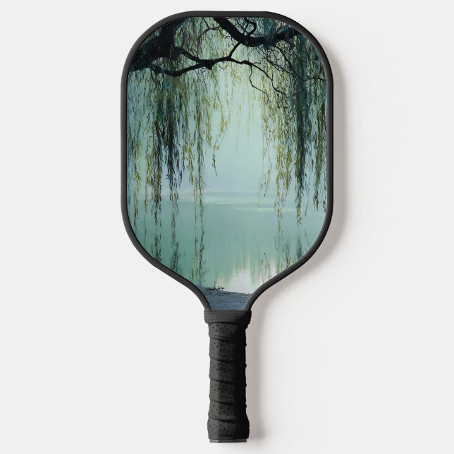 Serene Willow Tree Reflection Nature Art (4) Pickleball Paddle (Front)