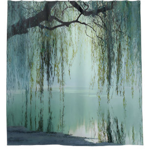 Serene Willow Tree Reflection Nature Art (4) Shower Curtain