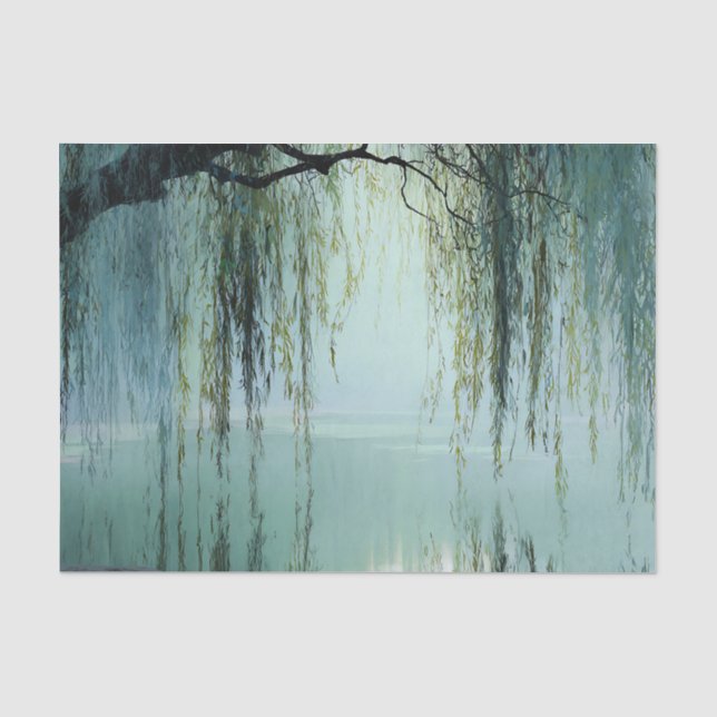 Serene Willow Tree Reflection Nature Art (4) Tissue Paper (Front)