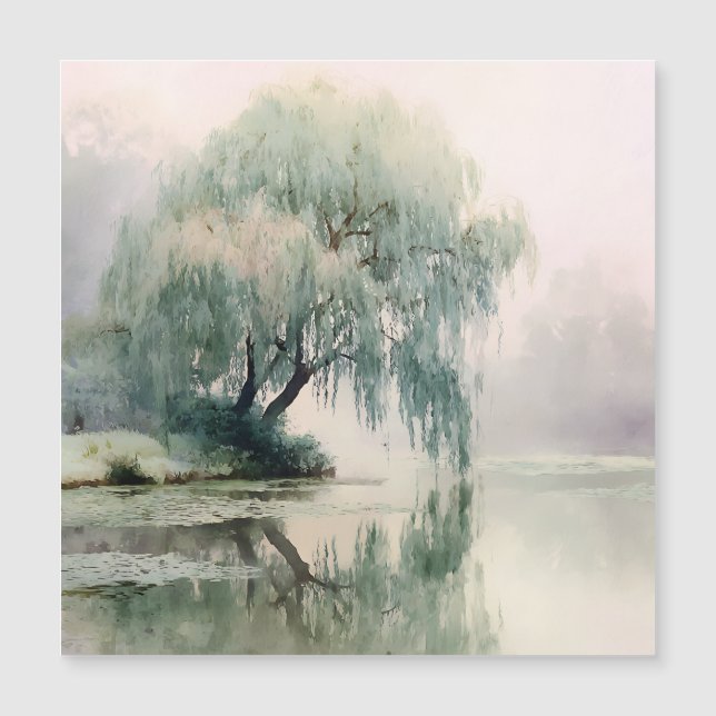 Serene Willow Tree Reflection Nature Art (7) (Front)