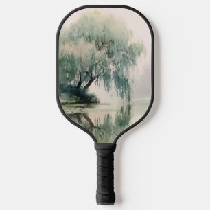 Serene Willow Tree Reflection Nature Art (7) Pickleball Paddle