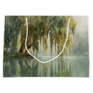 Serene Willow Tree Reflection Nature Art (8) Large Gift Bag
