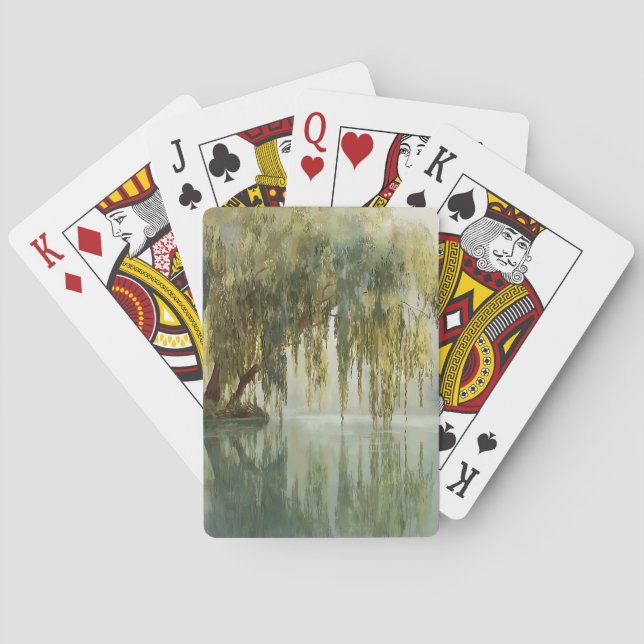 Serene Willow Tree Reflection Nature Art (8) Playing Cards (Back)