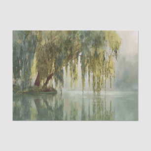 Serene Willow Tree Reflection Nature Art (8) Tissue Paper