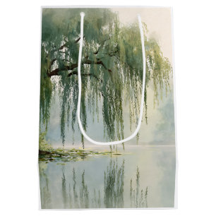 Serene Willow Tree Reflection Nature Art (9) Medium Gift Bag