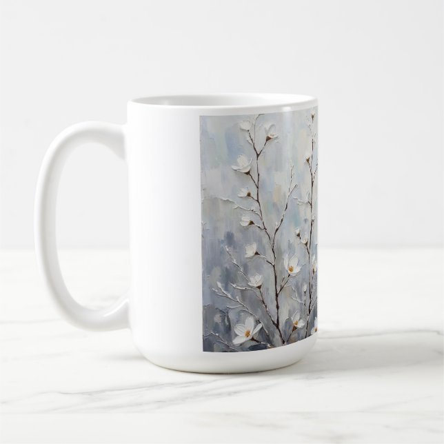 Serene Winter Blossoms Abstract Coffee Mug  (Left)