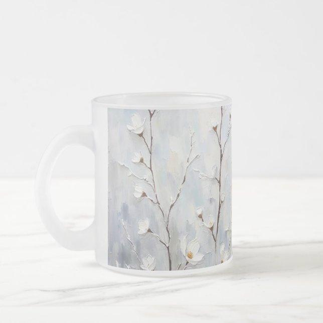Serene Winter Blossoms Abstract Mug (Left)