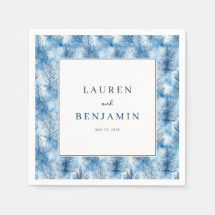 Serene Winter Blue Stylized Trees Napkin
