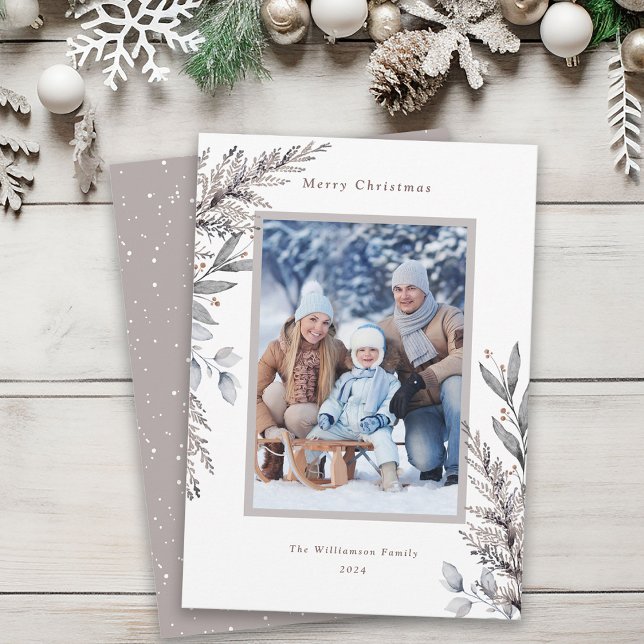 Serene Winter Foliage Photo Holiday Card (Creator Uploaded)
