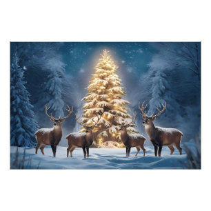 Serene Winter Landscape with Glowing Christmas Photo Print