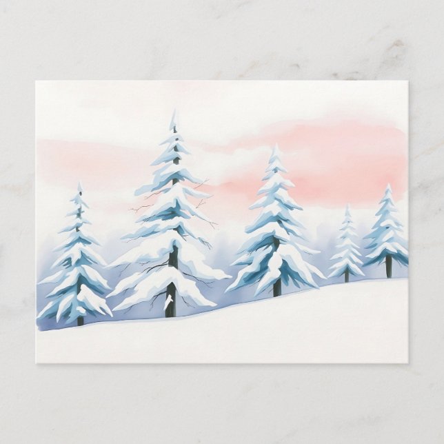 Serene Winter Landscape with Pastel Sky Postcard (Front)