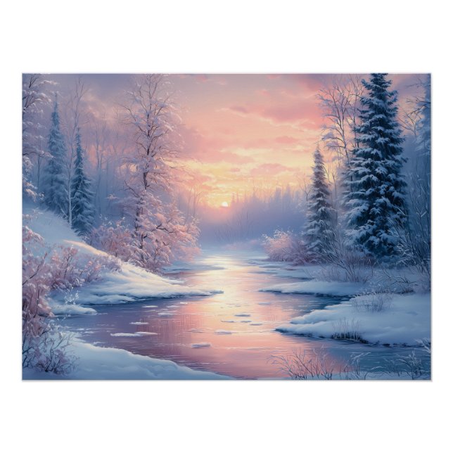 Serene Winter Landscape with Snow Covered Trees  Poster (Front)