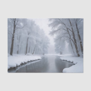 Serene Winter Landscape with Snow Covered Trees Tissue Paper