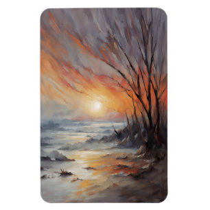 Serene Winter Sunset - Nature Landscape Art Magnet