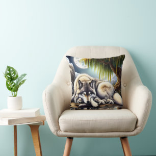 Serene Wolf Family Oasis in Idyllic Nature Cushion