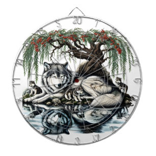 Serene Wolf Family Oasis in Idyllic Nature Dartboard