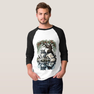 Serene Wolf Family Oasis in Idyllic Nature T-Shirt