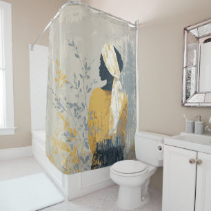 Serene Woman and All the Gilded Foliage Shower Curtain