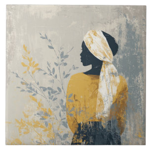 Serene Woman and All the Gilded Foliage Tile
