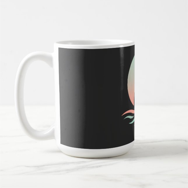 Serene Woman Silhouette in Pastel Waves Coffee Mug (Left)