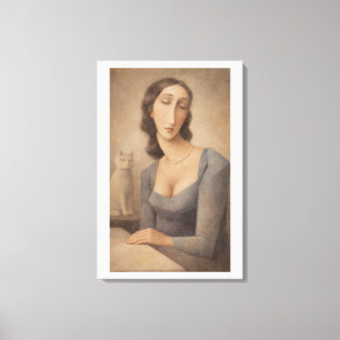 Serene Women with her Cat Canvas Print