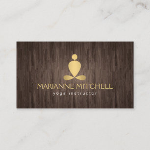 Serene Yoga, Meditation, Zen Wood Look Business Card