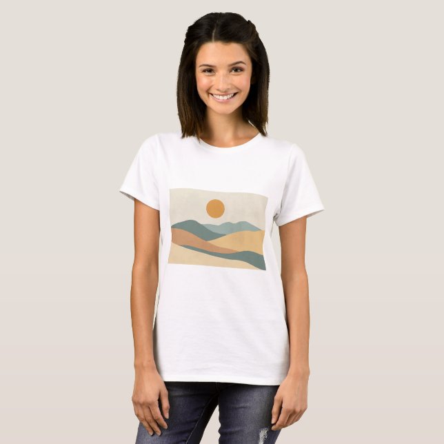 SereneDesert, Sunset, SandDunes, DesertLandscape, T-Shirt (Front Full)