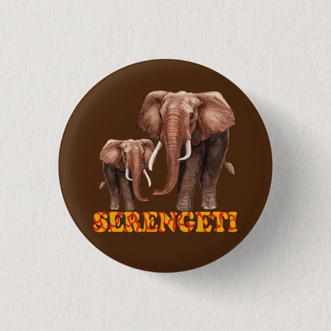 Serengeti Elephant 3 Cm Round Badge (Front)