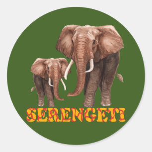 Serengeti Elephant Classic Round Sticker