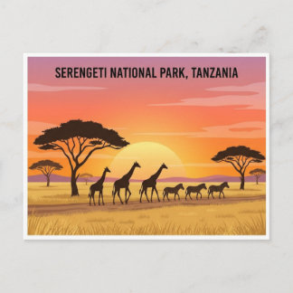 Serengeti National Park Sunset Travel Postcard